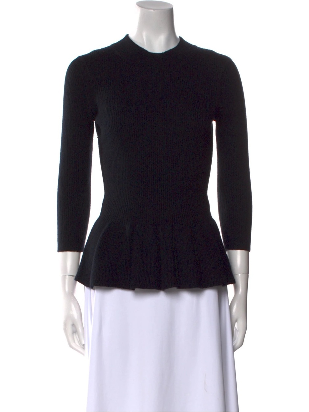 Tory Burch Black Long-Sleeve Peplum Knit Top